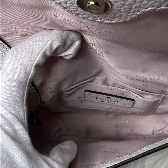 Kate Spade Light Gray Leila Mini Flap Crossbody Leather NWOT $239 Retail - Picture 9 of 17